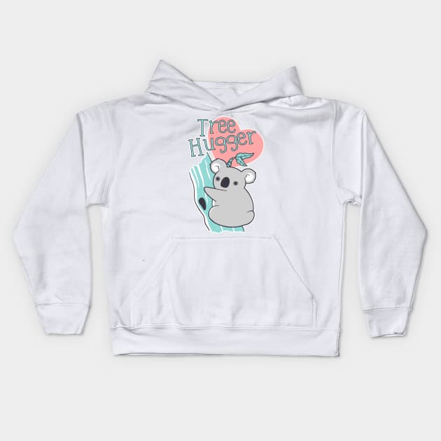 Tree Huggin' Koala Kids Hoodie by SarahJoncas